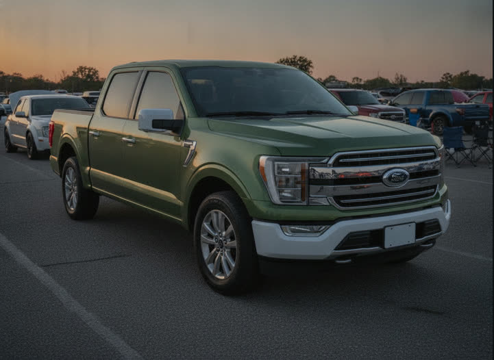 AI preview: Ford F-150 wrapped in satin army green
