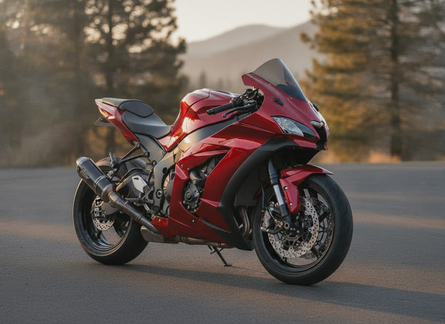 AI preview: Kawasaki Ninja ZX-10R sport bike wrapped in gloss red
